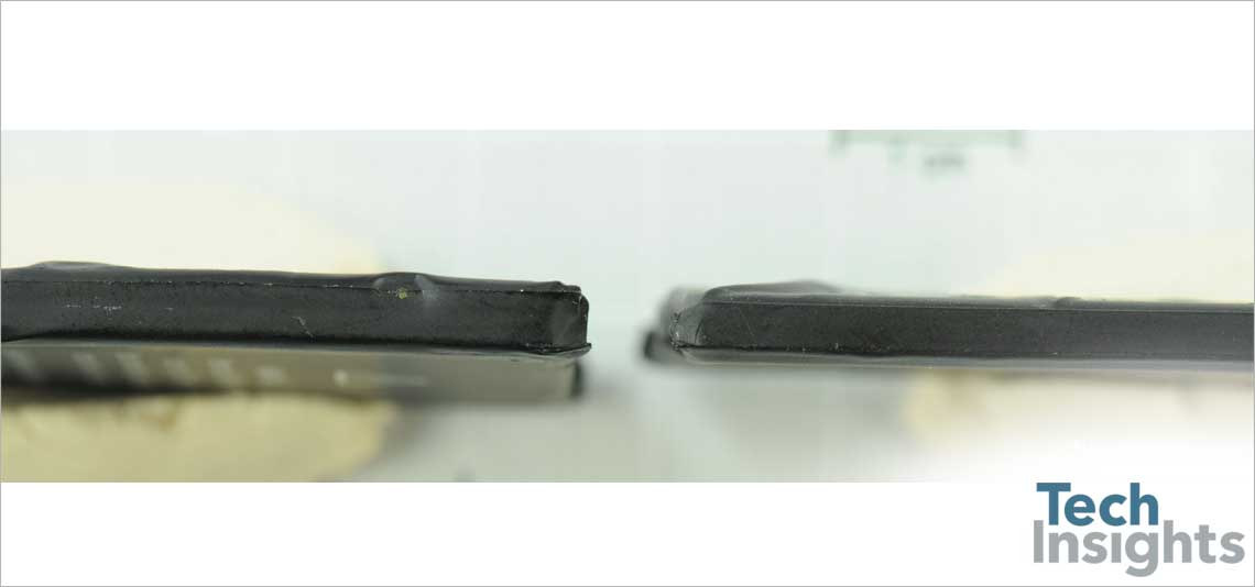 iPhone 4S battery at left vs iPhone 5 battery at right