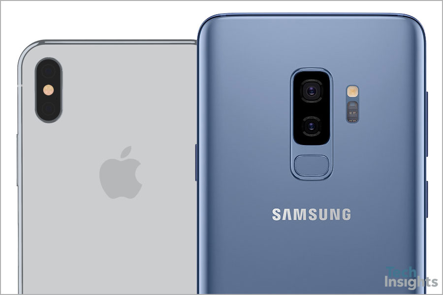 Apple iPhone X and Samsung Galaxy S9+