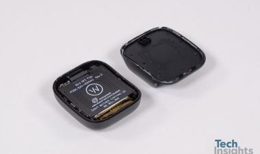 Inside the WHOOP 4.0 fitness tracker. The battery is located under the wireless charger.